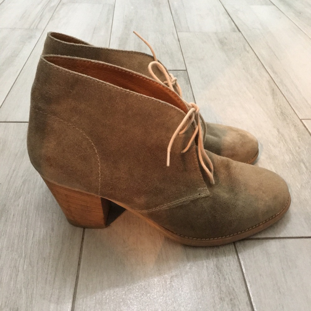 Madewell Taupe Suede Lace-Up Ankle Booties